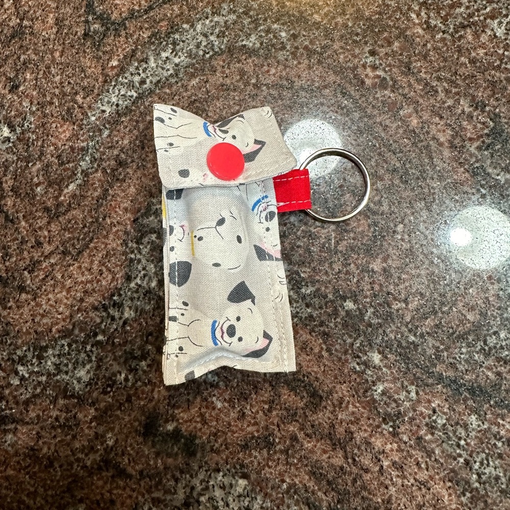 Handmade lip balm holder keychain- 101 Dalmatians